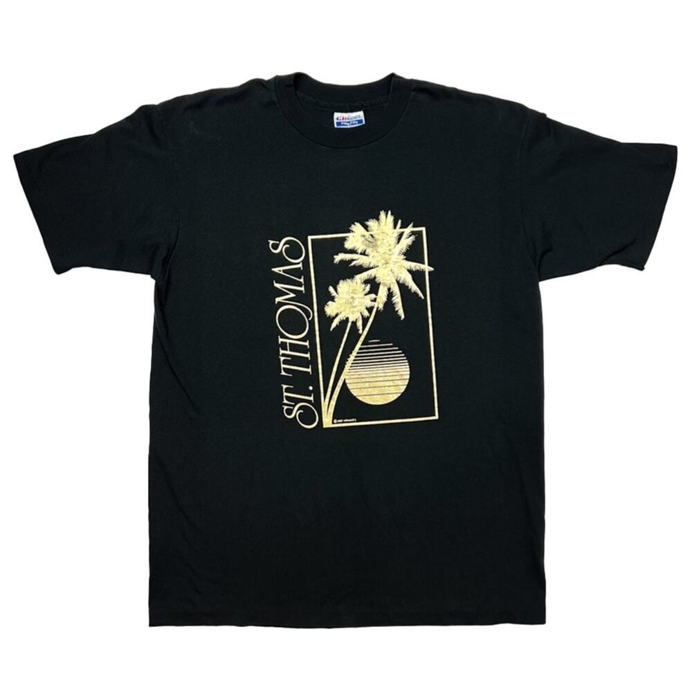 Vintage 1987 St. Thomas Destination Tee Shirt Gold